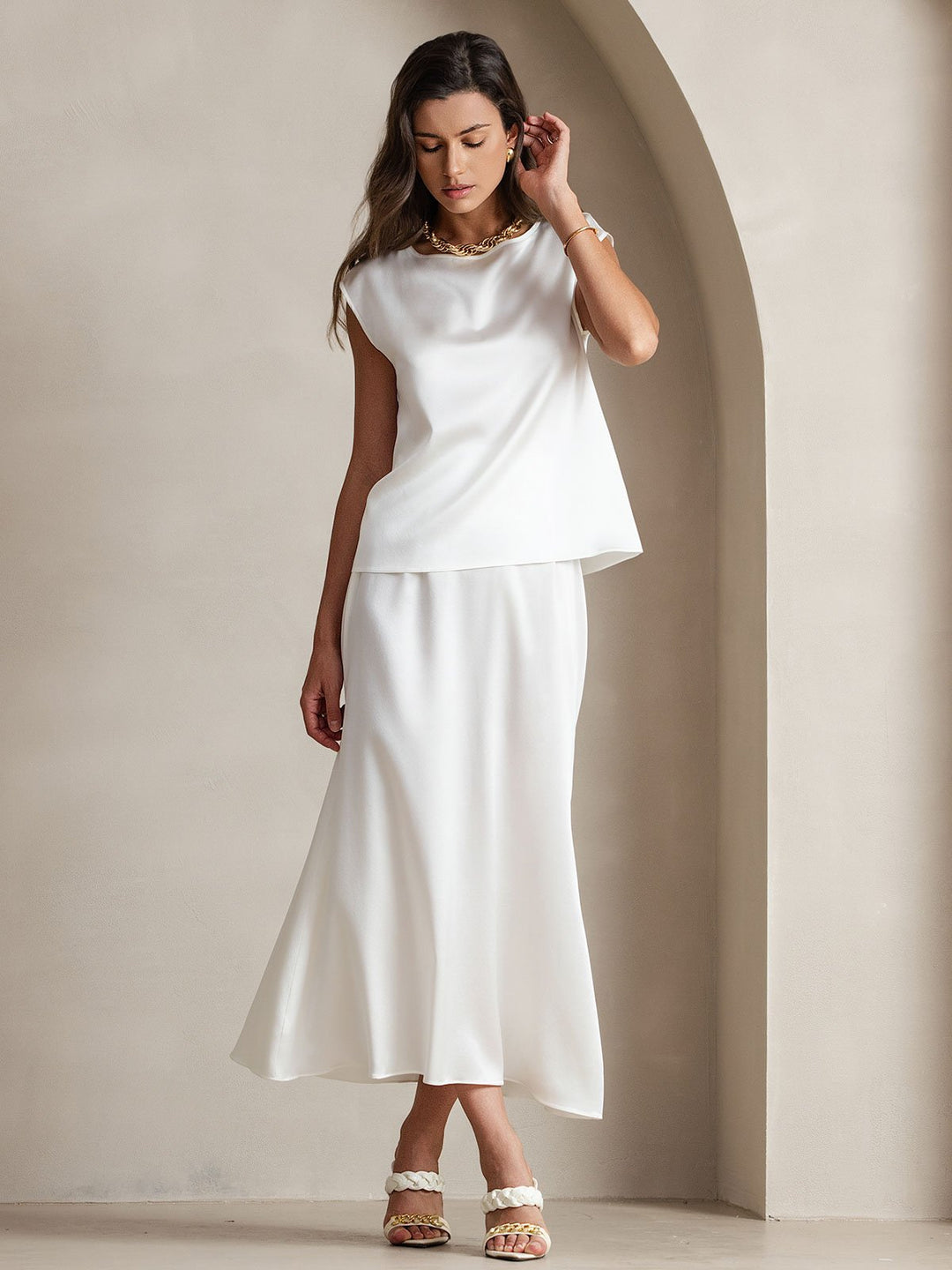 Heidi-Mode | Seiden Kapuze Ärmel Bluse