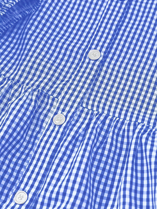 Heidi-Mode | Gingham Knopf-Up Lagenkleid