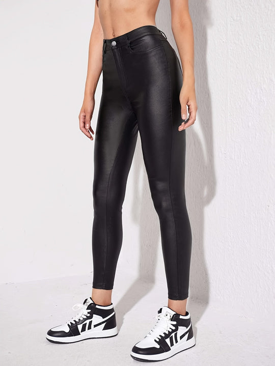 Heidi-Mode | Sexy Beschichtete Kunstleder Skinny Fit Jeans