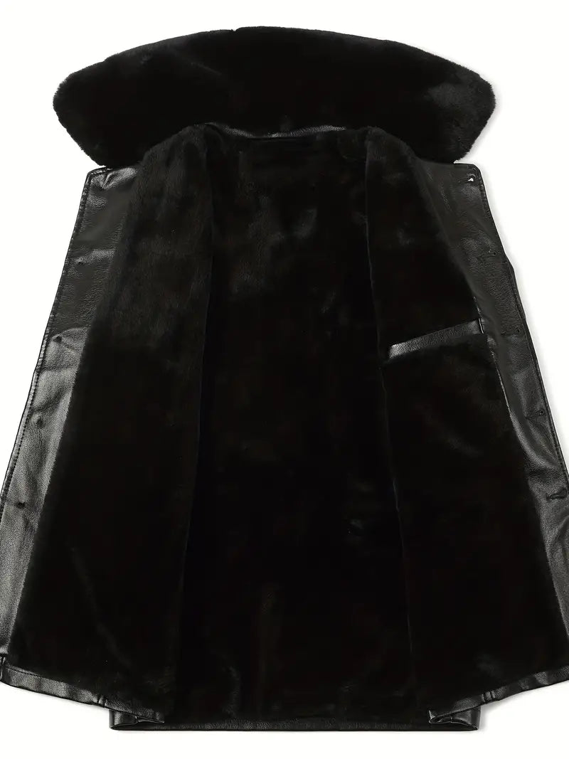Heidi-Mode - Herren Warme Fleece-PU Jacke