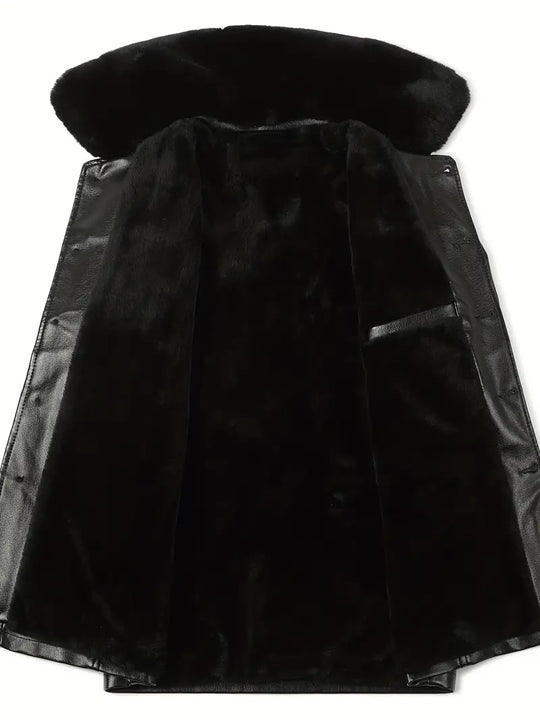 Heidi-Mode - Herren Warme Fleece-PU Jacke
