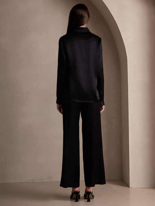 Heidi-Mode | Damen Klassische Seide Langarmshirt
