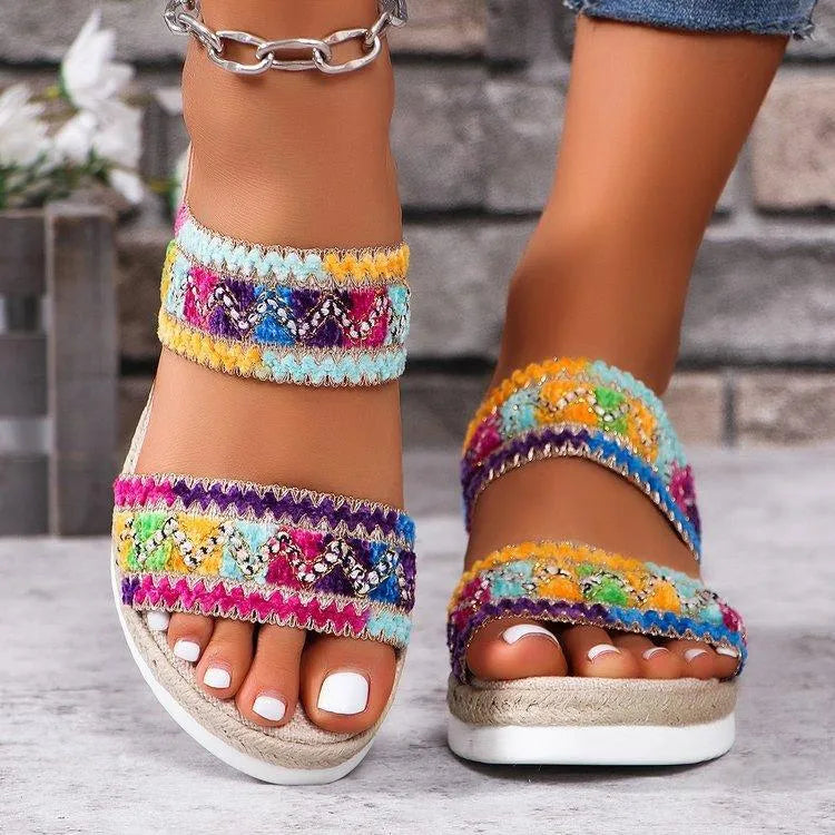 Heidi-Mode | Sommer-Sandalen mit Leinenboden
