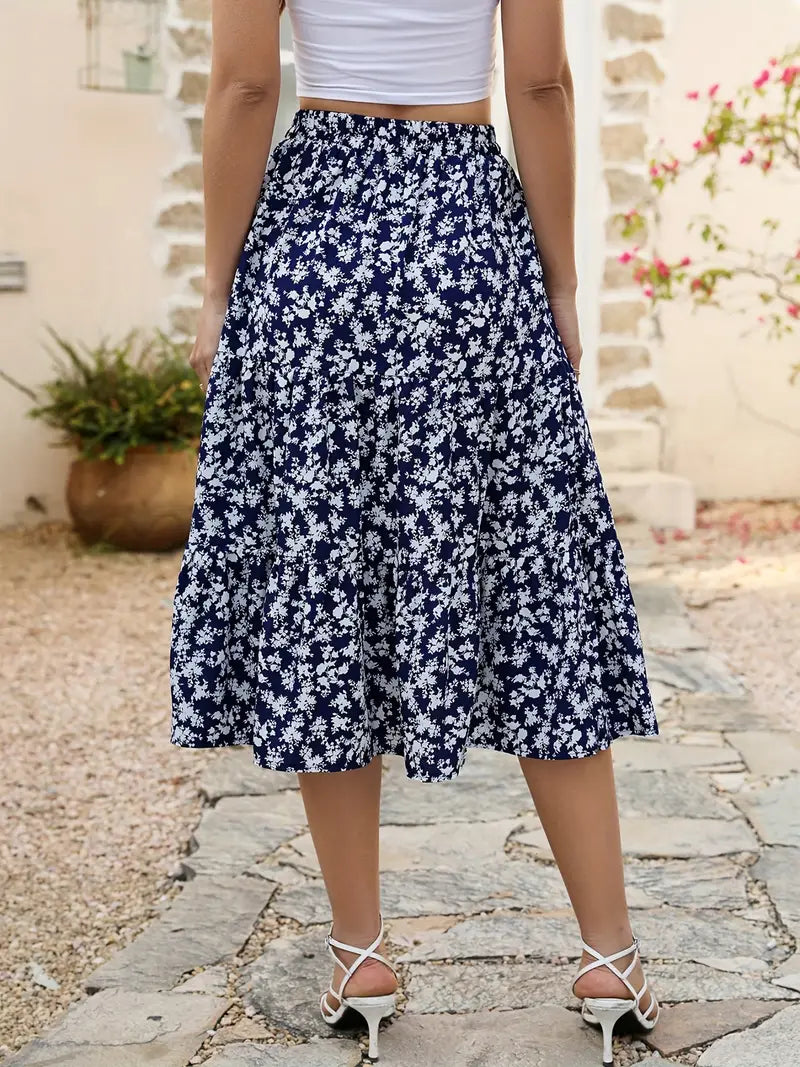 Heidi-Mode | Blumenmuster Glockenrock mit Taschen