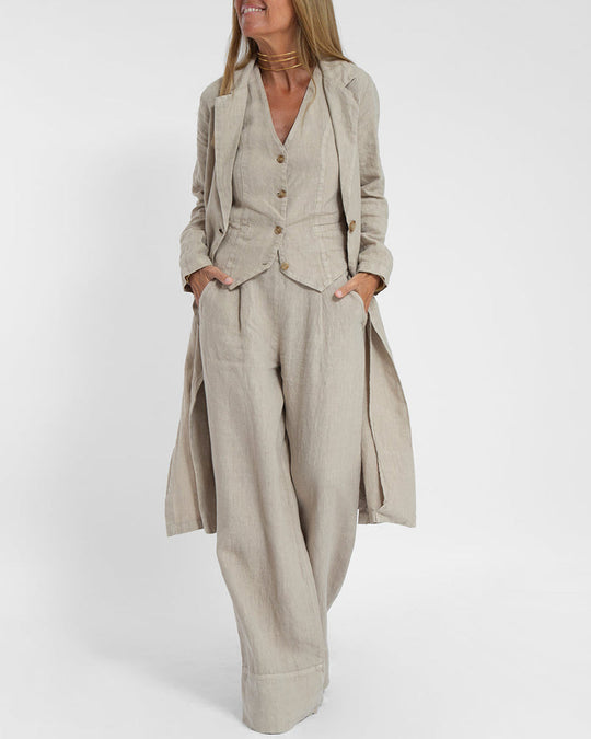Heidi-Mode | Einfach, Elegant Set Bestehend aus Leinenweste und Breiten Hosen