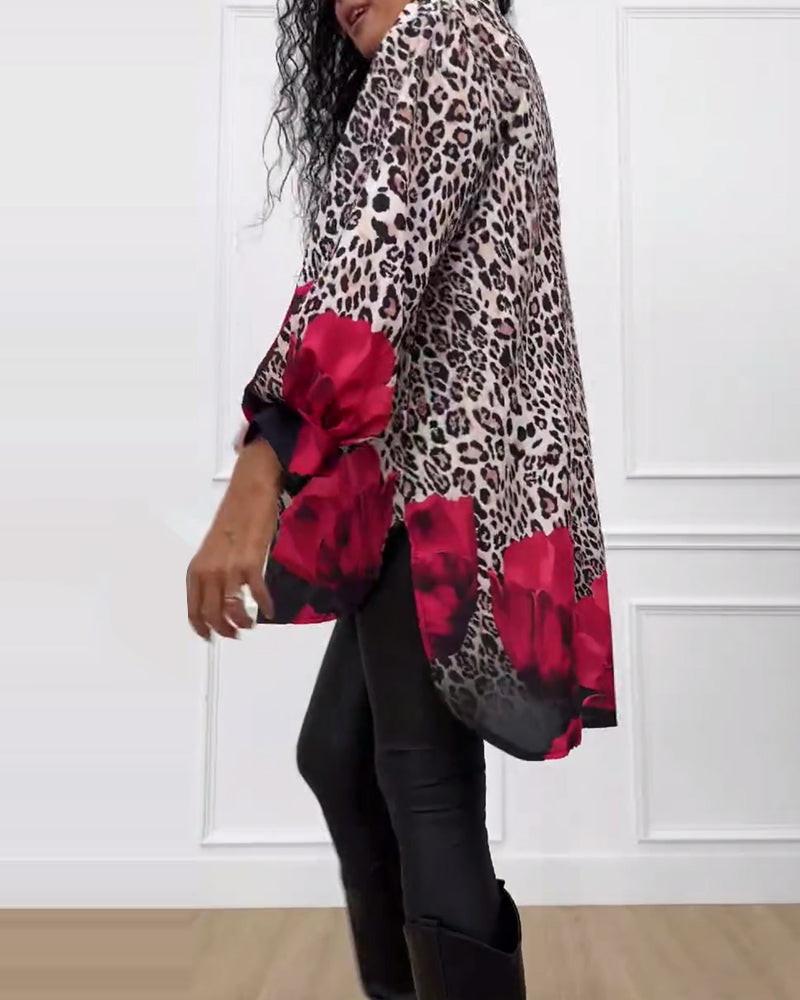 Heidi-Mode | Hemd mit Leopardenmuster und Rosen
