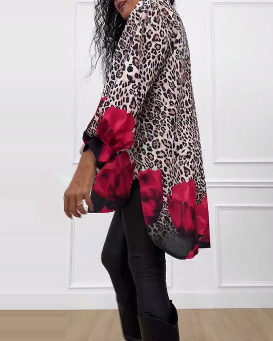 Heidi-Mode | Hemd mit Leopardenmuster und Rosen