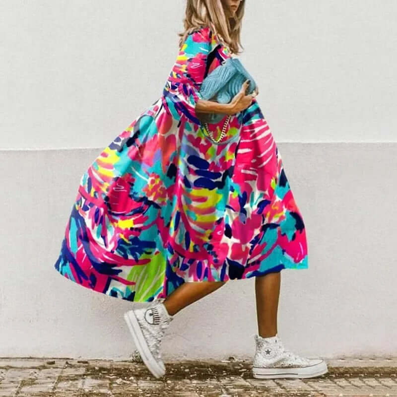 Heidi-Mode | Blumiges Oversize Kleid für Frauen