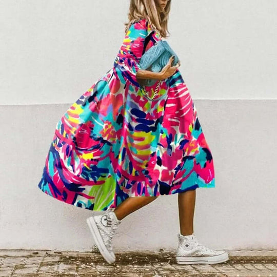 Heidi-Mode | Blumiges Oversize Kleid für Frauen