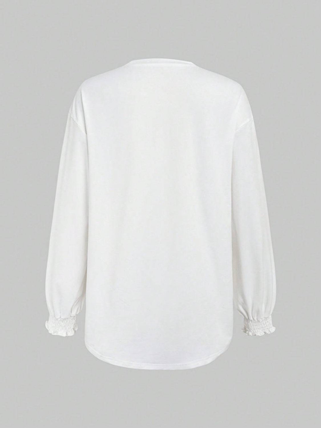 Heidi-Mode | Rüsche Manschette Rundhals Langarm T-Shirt