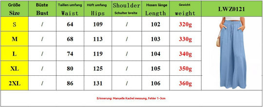 Heidi Mode | Elastischer Gürtel Weites Bein Hohe Taille Hose
