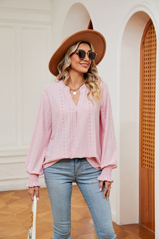 Heidi-Mode | Notchkragen Volant Ärmel Bluse