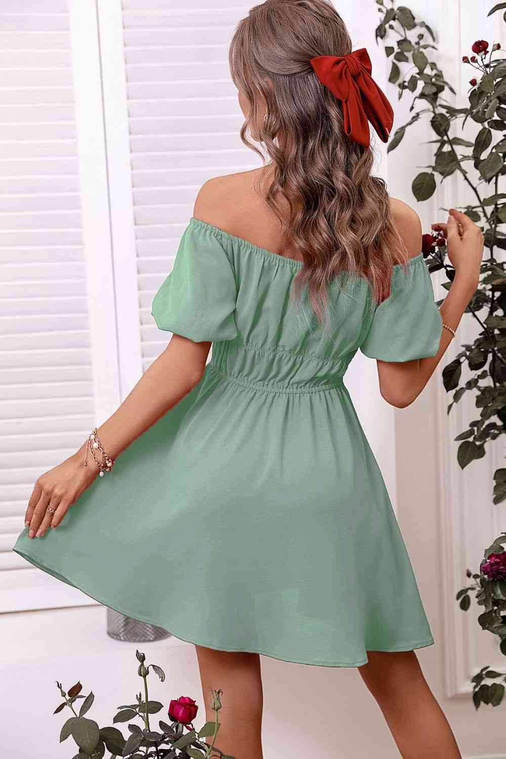 Heidi-Mode | Off-Shoulder A-Linie Mini Kleid