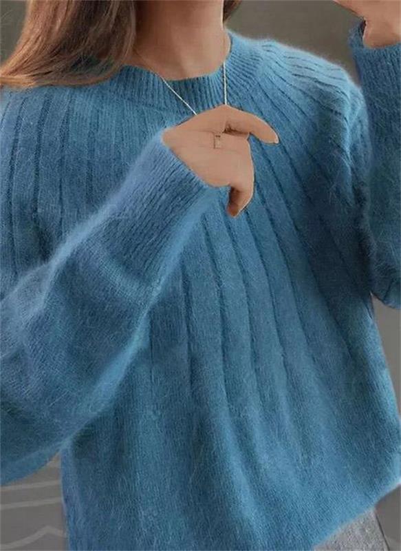 Gestrickter, flauschiger Kaschmirpullover für Damen
