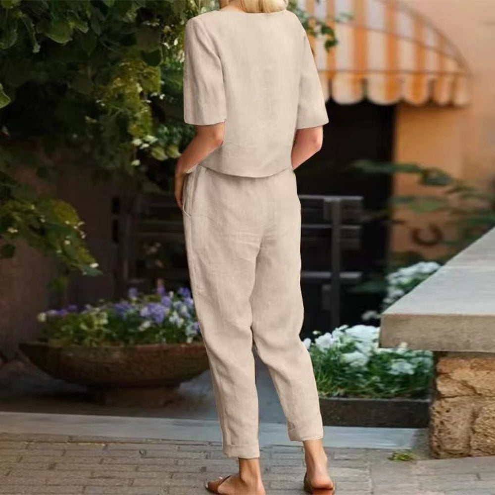 Heidi Mode | Übergroße Bluse Hose mit weitem Bein Retro zweiteiliges Set