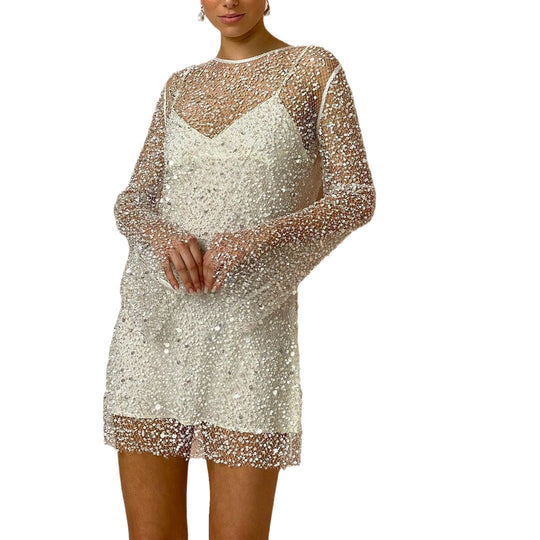 Durchsichtiges Kleid aus Mesh mit Glitzer