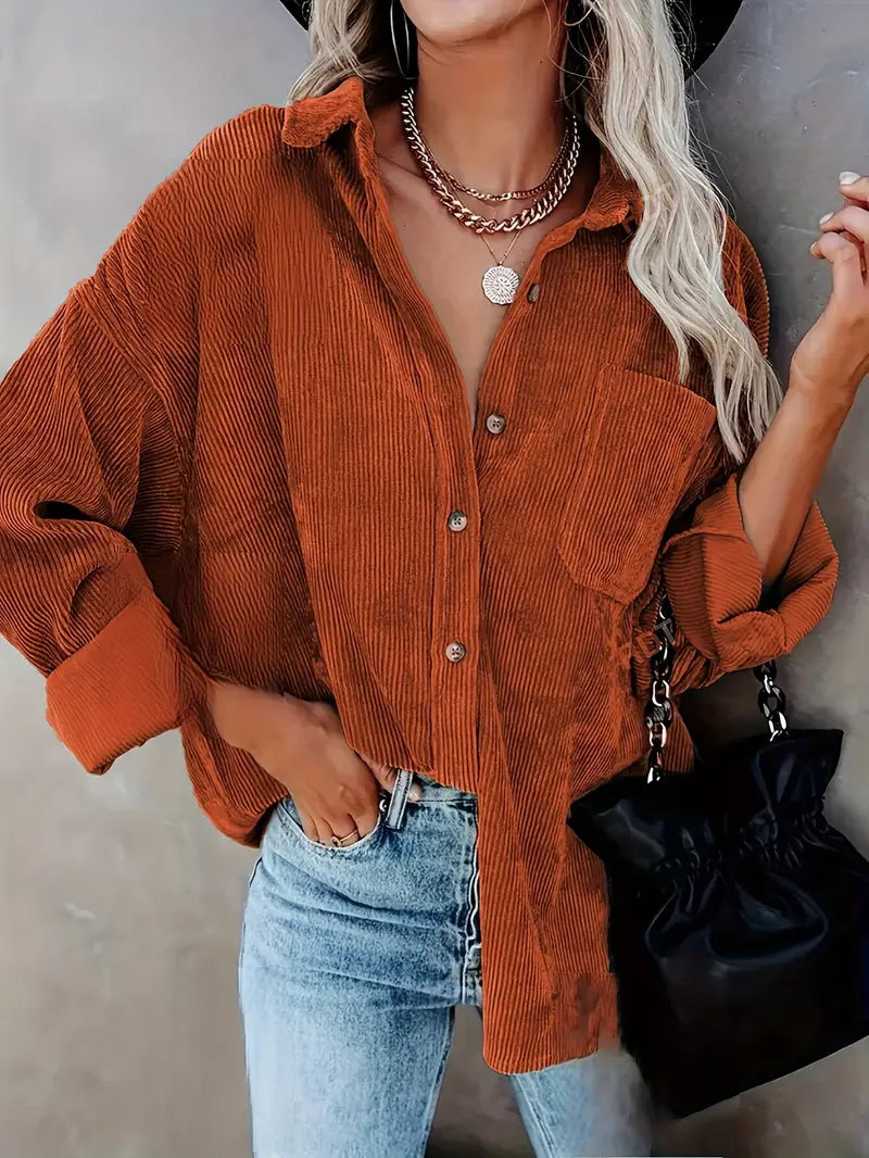 Heidi-Mode | Cordhemd Langarm Bluse für Frauen
