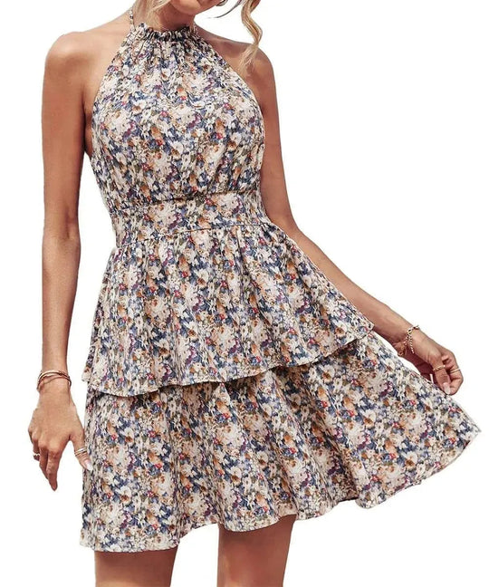 Heidi-Mode | Damen-Trapezkleid mit Volants ohne Rücken
