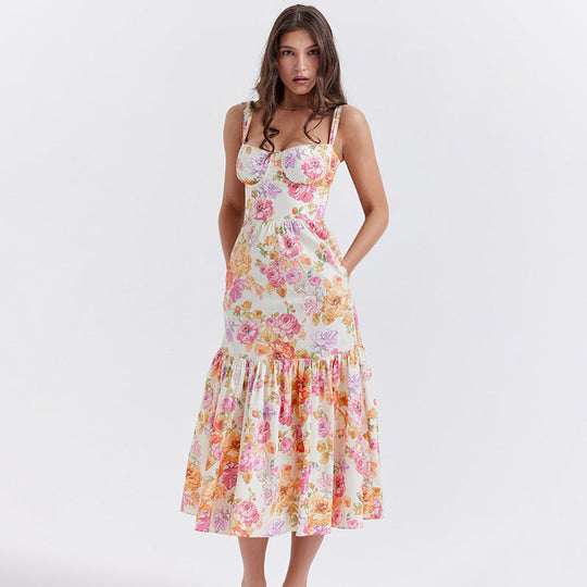 Heidi-Mode | Und Sommer Hübsches Pastoral Stil Sling Blumenkleid Eine Swing Torte Kleid