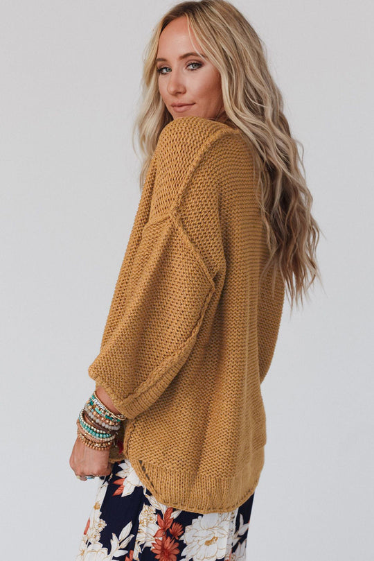 Slouchy Textured Knit Loose Pullover