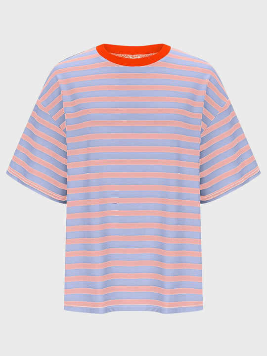 Heidi-Mode | Gestreiftes Rundhals-Halbarm-T-Shirt