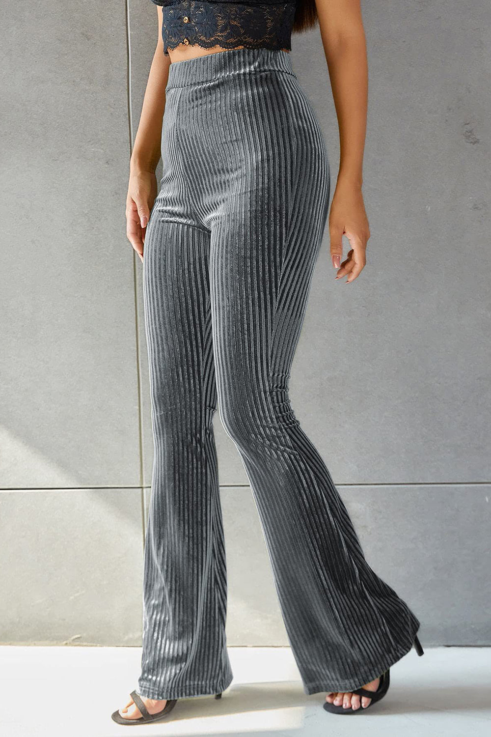 Heidi-Mode | Gerippte High Waist Flare Hose