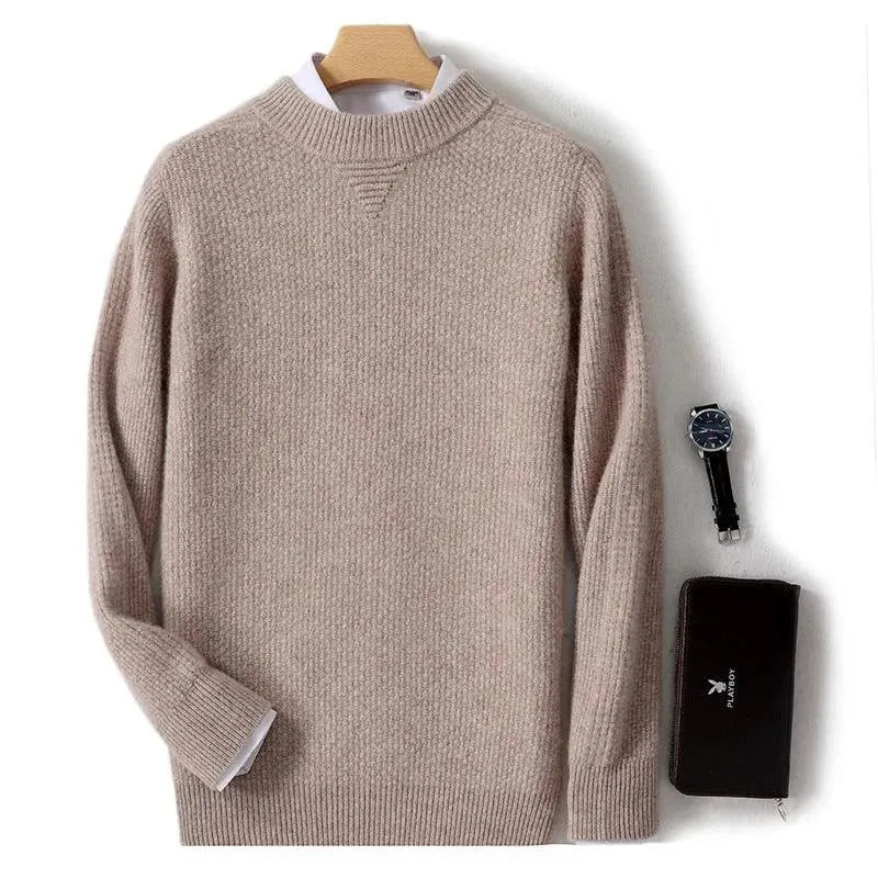 Heidi-Mode | Herrenpullover aus Cashmere, lässig gestrickt, mit Halsetikett