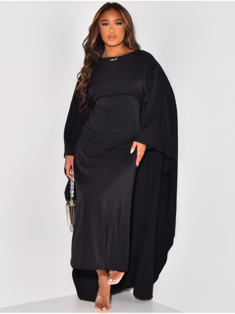 Heidi-Mode | Damen Cape-Ärmel Kleid Lang