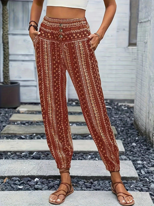 Heidi-Mode | Hohe Taille Druckhose Instant Boho Vibe
