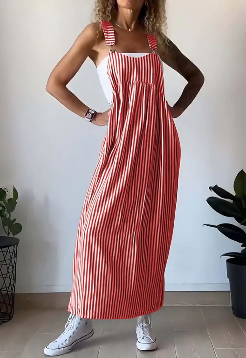 Heidi-Mode | Gestreiftes Jumpsuit Kleid für Damen Lässiger Stil
