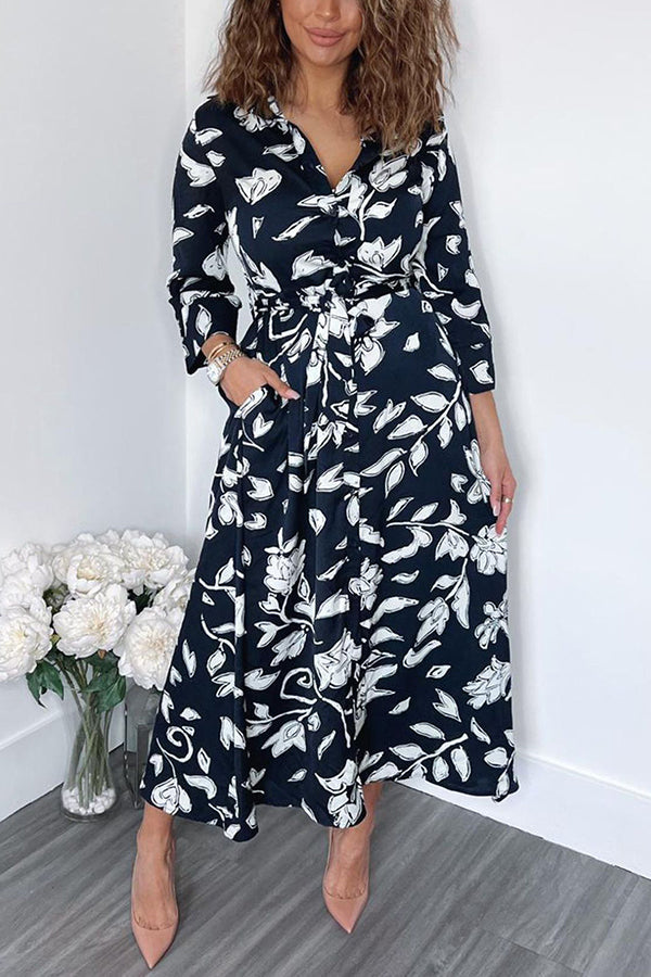 Heidi-Mode | Cider und Sunshine Floral Hemdkleid Midi