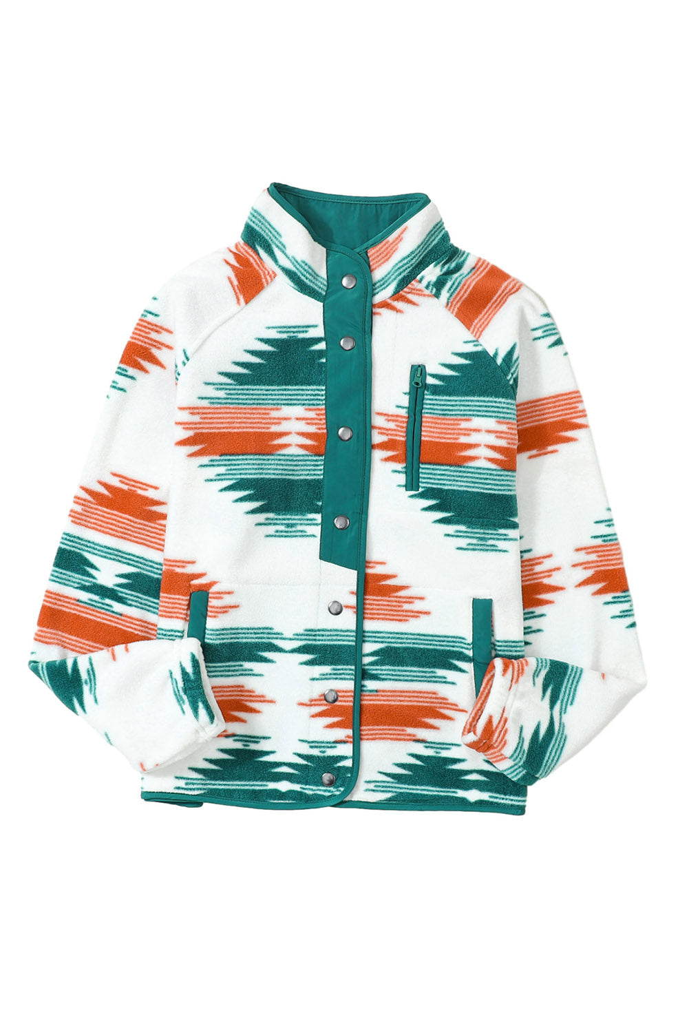 Western Aztec Fleecejacke Mit Druckknöpfen