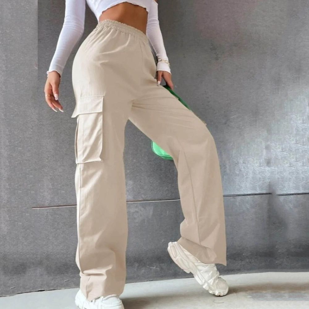 Heidi-Mode - Stilvolle Hohe Taille Cargo-Hose für Herbst Frauen