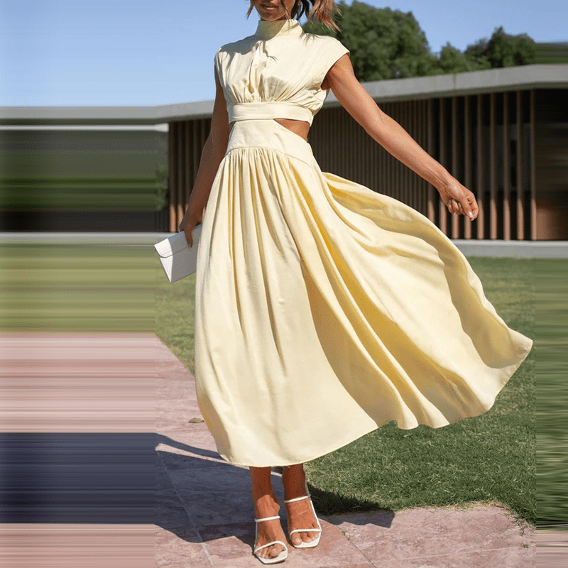 Heidi-Mode | Stilvolle Ausschnitt Plissee Kleid