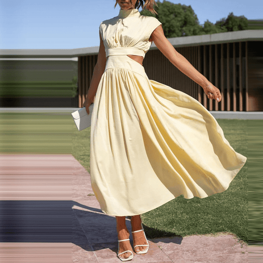 Heidi-Mode | Stilvolle Ausschnitt Plissee Kleid
