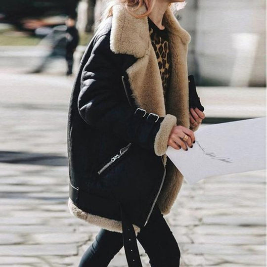 Heidi-Mode | Stylische Bikerjacke aus Wildlederimitat Perfekt für Trendige Looks