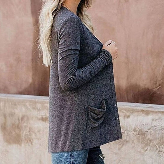 Heidi - Klassischer Baumwollcardigan mit Taschen (Relaxed-Fit)