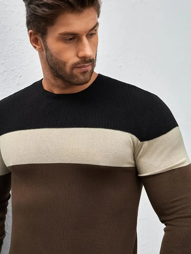 Heidi-Mode Voller Ärmel 3 Tone Stylish Herren Pullover