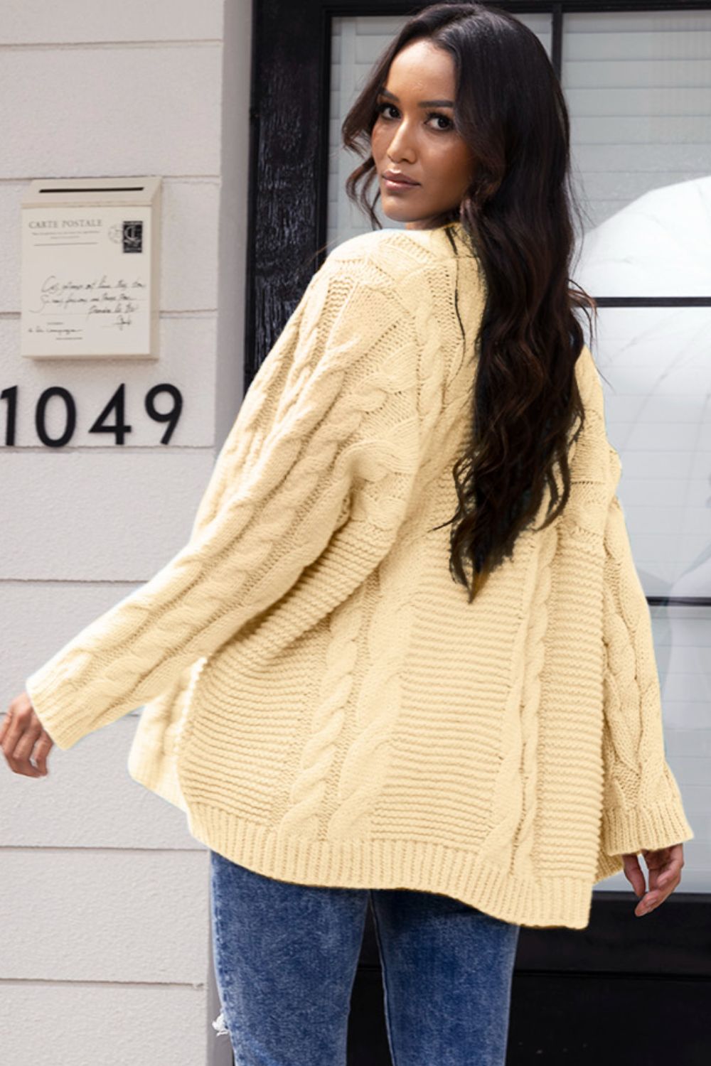 Heidi-Mode | Offene Front Zopfmuster Strickjacke