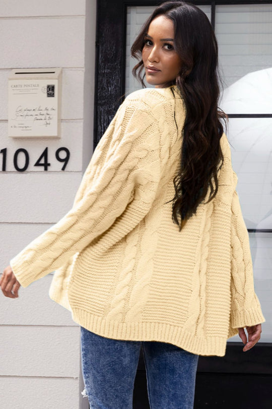 Heidi-Mode | Offene Front Zopfmuster Strickjacke
