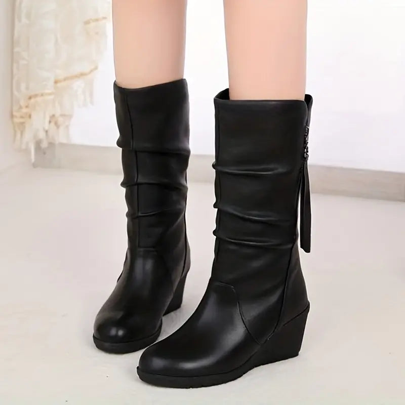 Heidi-Mode – Halbhohe Winter-Keilstiefel für Damen