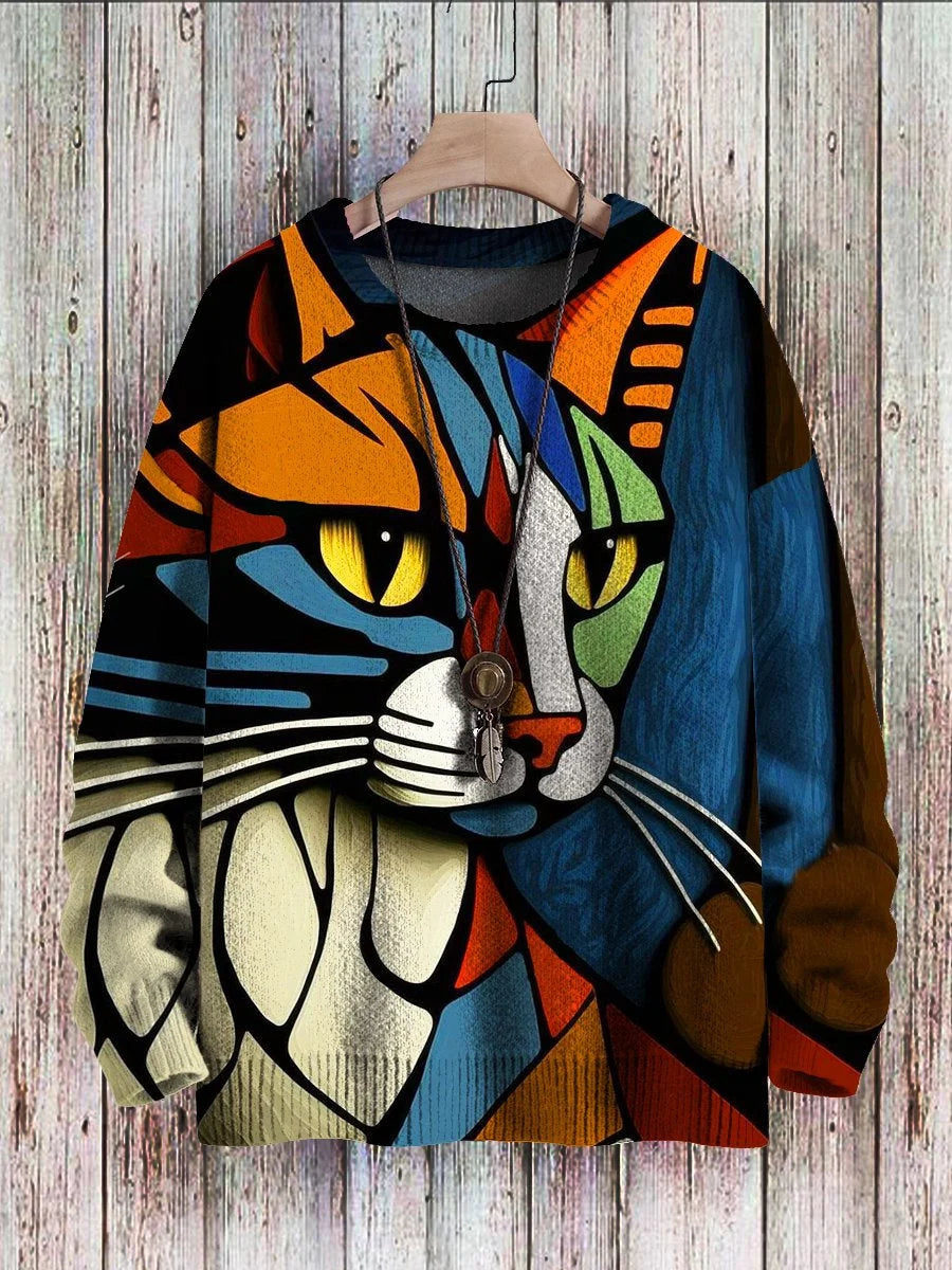 Heidi-Mode | Stijlvolle Sweater Met Kattenprint Voor Vrouwen