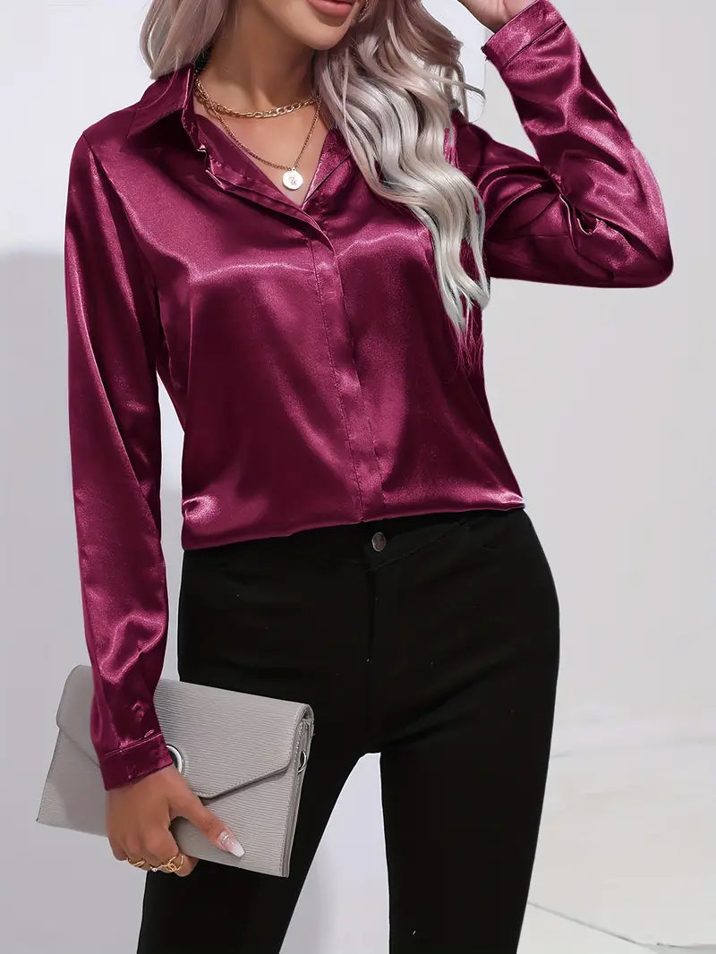 Heidi-Mode | Lässiges Oberteil für Damen mit Langen Ärmeln Blaues Hemd mit Einer Knopfleiste