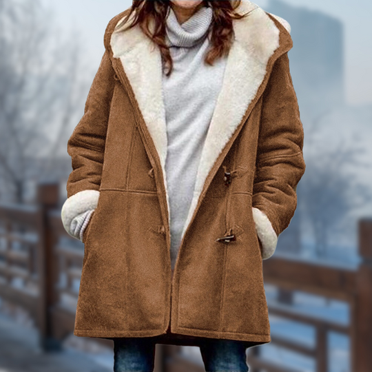 Heidi-Mode | Bequeme Weiche Lange Fleecejacke für Frauen mit Kapuze