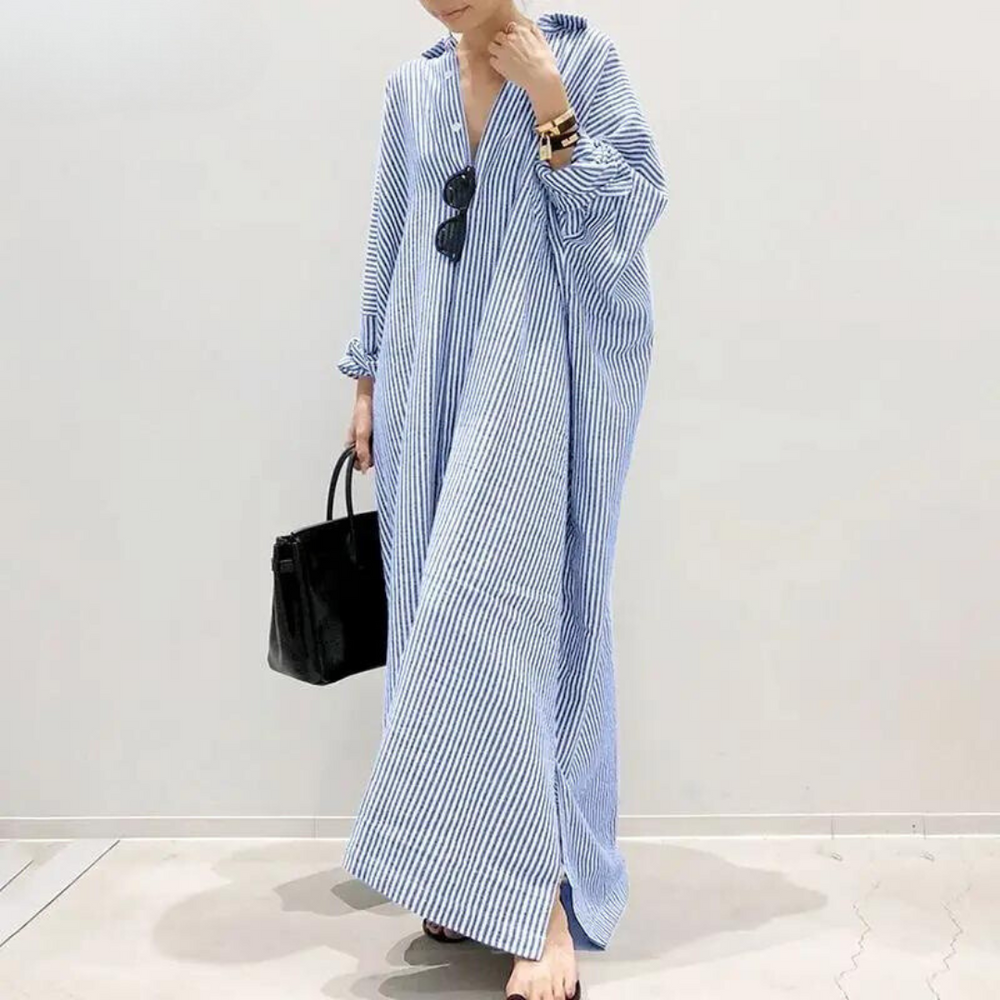 Oversized gestreifter Hemdkleid