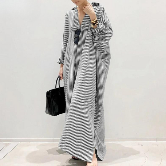 Oversized gestreifter Hemdkleid