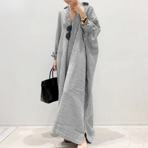 Oversized gestreifter Hemdkleid