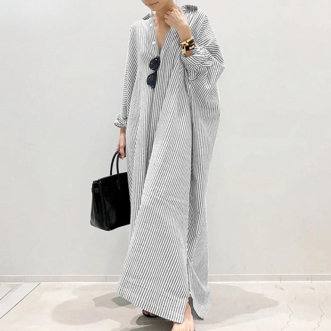Oversized gestreifter Hemdkleid