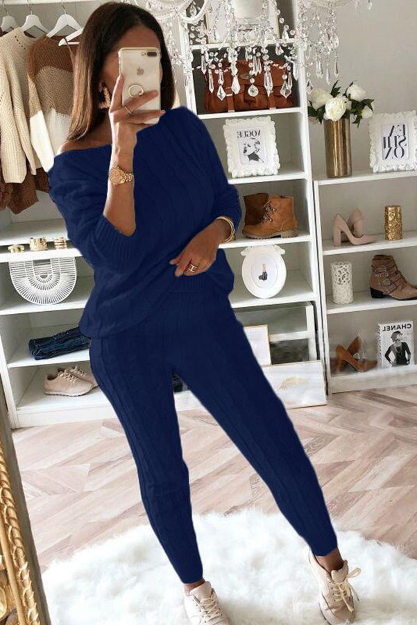 Heidi-Mode | Elevated Comfort Kabelpullover und Slim Fit Hosen Set
