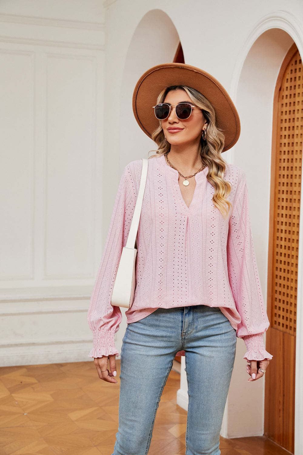 Heidi-Mode | Notchkragen Volant Ärmel Bluse